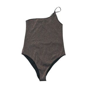 Trendyol Bronze Metallic One Shoulder Shimmer Swimsuit Women's Size 36 US 4 NWT